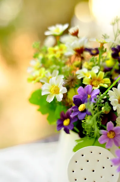 Good morning with bouquet of flowers — Stock Photo, Image