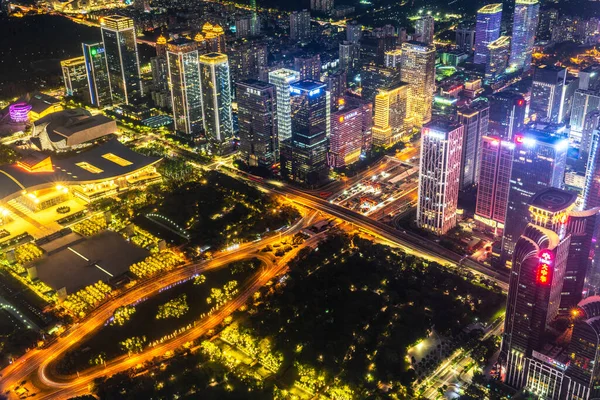 Aerial Shot Shenzhen China Night — Stock Photo, Image