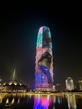 Zhengzhou şehrinin gece manzarası, Henan Eyaleti, Çin