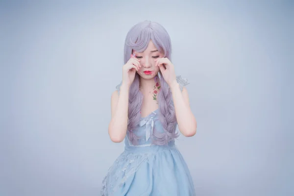 Dziewczyna Niebieska Sukienka — Zdjęcie stockowe