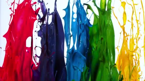 Peinture Colorée Éclaboussures Super Ralenti Isolé Sur Fond Blanc 1000Fps — Video