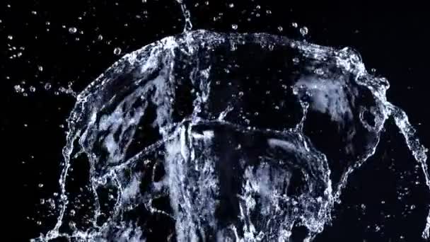 Super Slow Motion Shot Water Splash Izolowany Czarnym Tle Prędkością — Wideo stockowe