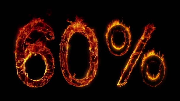 Super Slow Motion Shot Percent Sign Made Real Fire Flames — Stock Video