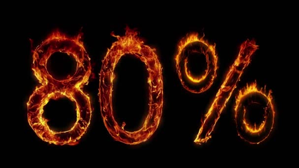 Super Slow Motion Shot Procent Sign Made Real Fire Flames — Stock video