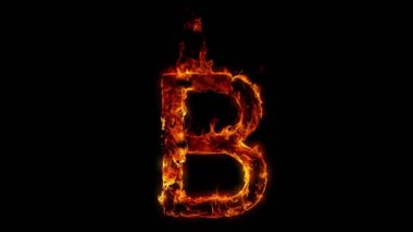 Süper Yavaş Çekim Yanan Mektup B, Kara Arka plan 'da 1000 fp' de izole edildi. 4K Çözünürlükte Yüksek Hız Sinema Kamerası ile Çekim.