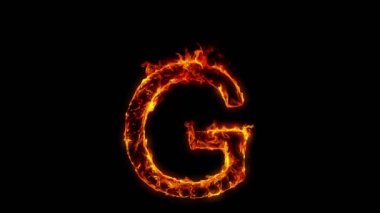 Süper Yavaş Çekim Yanan Harf G 1.000 fp 'te Kara Arka plan' da izole edildi. 4K Çözünürlükte Yüksek Hız Sinema Kamerası ile Çekim.