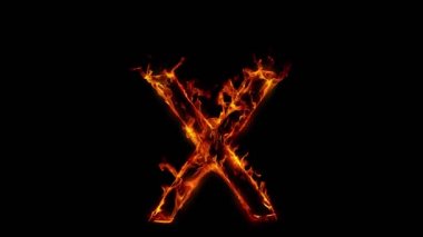 Yanan Harf X 'in Süper Yavaş Çekimi, 1000 fps' de Kara Arka plan 'da izole edildi. 4K Çözünürlükte Yüksek Hız Sinema Kamerası ile Çekim.