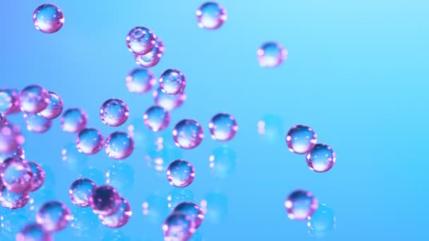 Super Slow Motion Shot Neon Hydrogel Balls Bouncing Glass 1000Fps — Stock Video