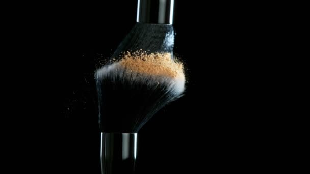 Super Slow Motion Shot Makeup Brushes Touch Each Other Making — Stock Video