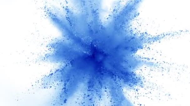 Super Slow Motion Shot Blue Powder Explosion Isolato Sfondo Bianco — Video Stock