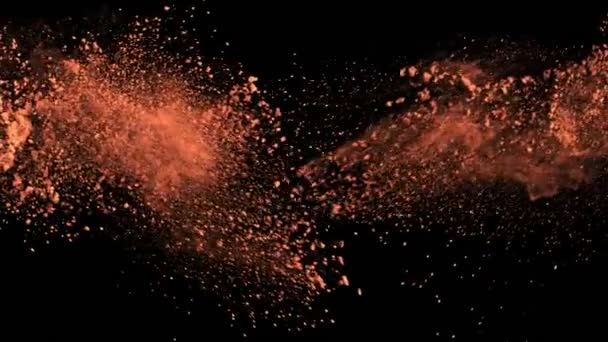 Super Slow Motion Shot Brown Powder Side Explosion Isolado Fundo — Vídeo de Stock