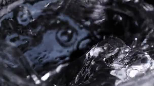 Super Slow Motion Macro Shot Ice Cube Falling Glass Vodka — Vídeos de Stock