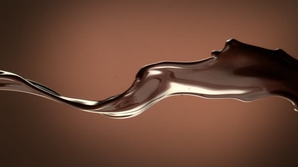 Super Slow Motion Shot Waving Chocolate Splash Barna Gradient Háttér — Stock videók