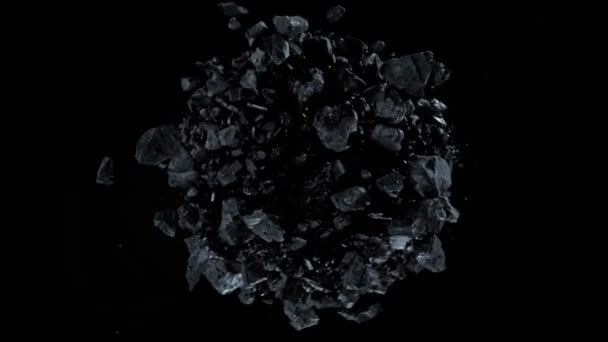Super Cámara Lenta Rotación Explotó Carbón Disperso Negro 1000Fps Filmado — Vídeos de Stock