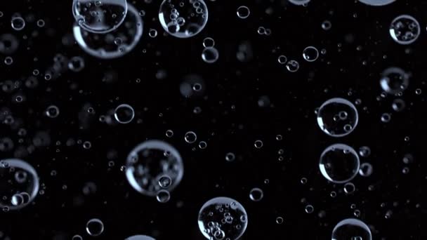 Macro Shot Super Slow Motion Différentes Bulles Montantes Sur Fond — Video