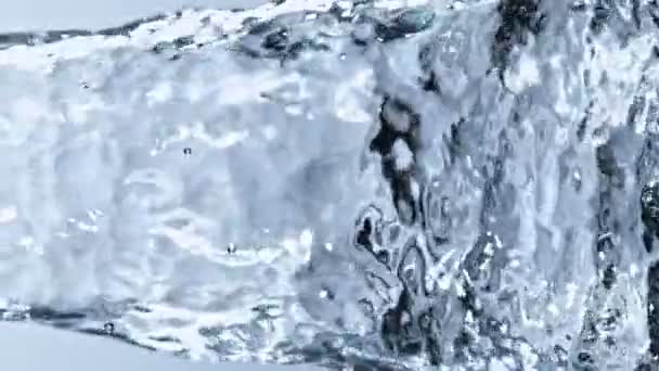 Super Slow Motion Detail Shot Water Stream Light Grey Background — Stock Video