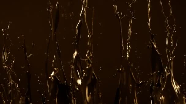 Super Slow Motion Skott Glossy Dark Golden Paint Splash 1000 — Stockvideo