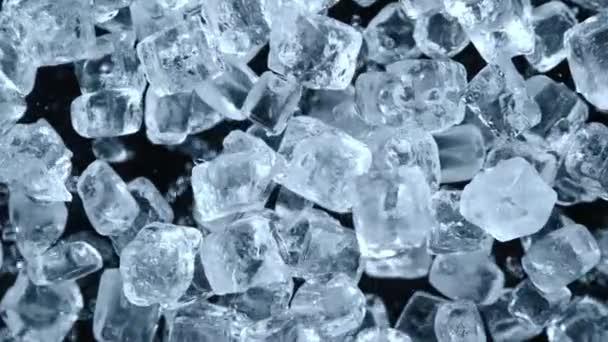 Super Slow Motion Shot Ice Cubes Explosion Camera Απομονωμένη Μαύρο — Αρχείο Βίντεο