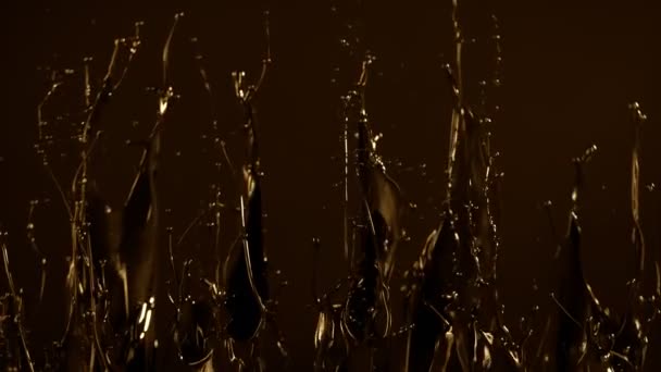 Super Slow Motion Skott Glossy Dark Golden Paint Splash 1000 — Stockvideo