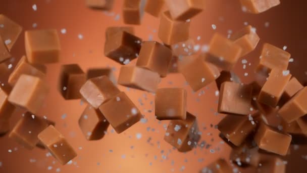 Super Slow Motion Shot Της Αλατισμένης Caramel Explosion Στα 1000Fps — Αρχείο Βίντεο