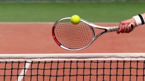 Super Slow Motion Shot Tennis Hit Net Prędkością 1000Fps Nagrane — Wideo stockowe