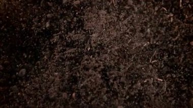 Kameraya doğru 1000fps hızla patlayan toprağın Süper Yavaş Çekimi. Yüksek hızlı sinema kamerasıyla çekildi, 4K.