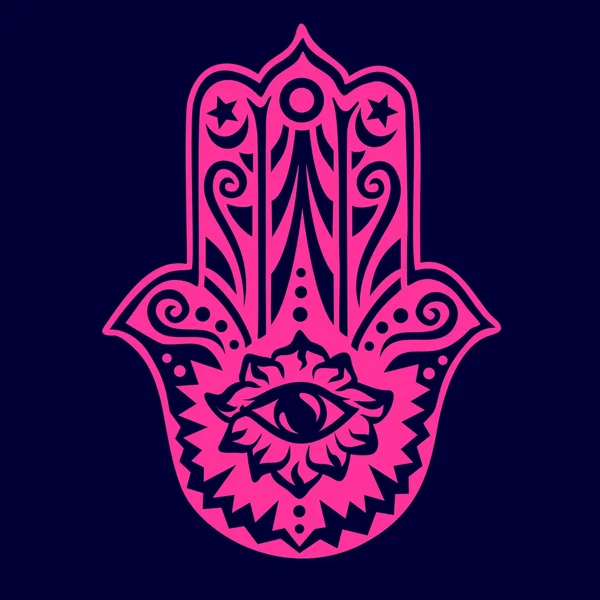 Hamsa Mano de Fátima Amuleto de Protección — Vector de stock