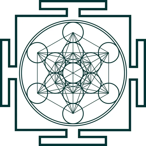 Metatrons kubus - heilige geometrie - bloem van het leven — Stockvector