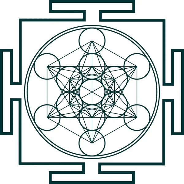 Cubo de Metatrons - geometria sagrada - flor da vida —  Vetores de Stock