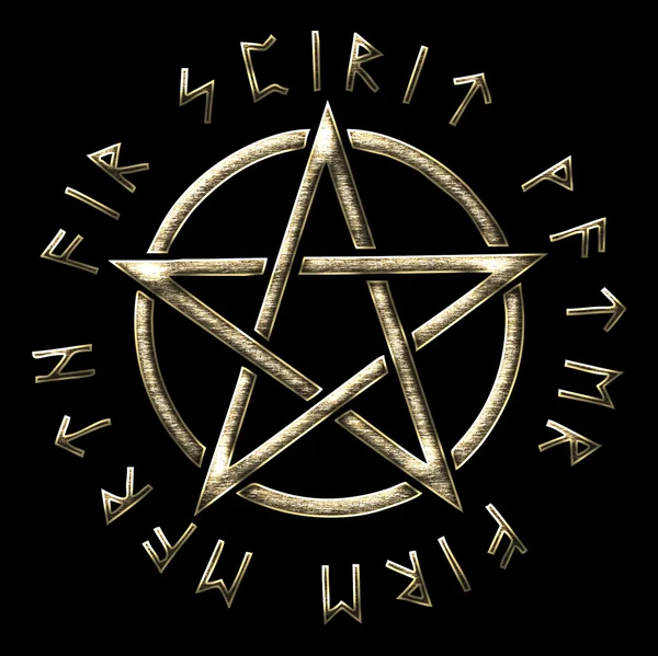 Pentagram - golden ratio - runes — Stock Photo, Image