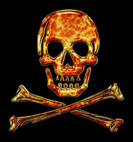 Skull, bones, fire ornament, pirat — Stock Photo, Image