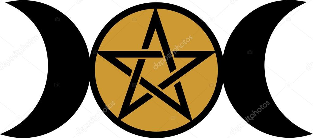 Wicca triple moon - Goddess symbol - Pentagram
