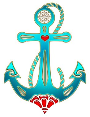 Anchor & Sacred Rose, Symbol Hope, Faith & Love Stock Illustration: