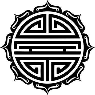 Shou sembolü, lotus - Çin iyi şans tılsımı - uzun ömürlü & sağlık