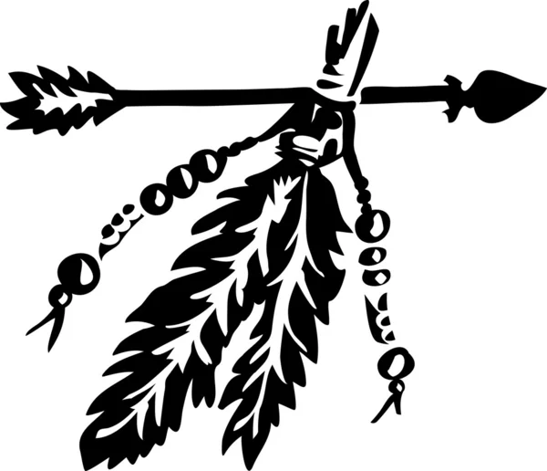 Стрела с перьями, коренные американцы — стоковый вектор
