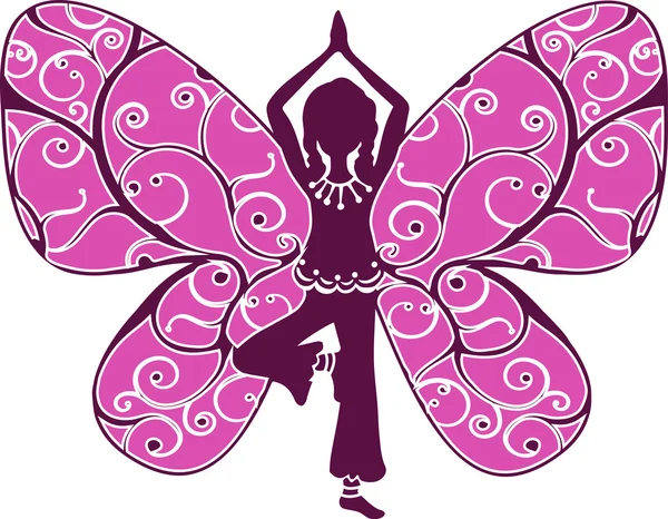 Yoga Girl - Arbre Asana — Image vectorielle