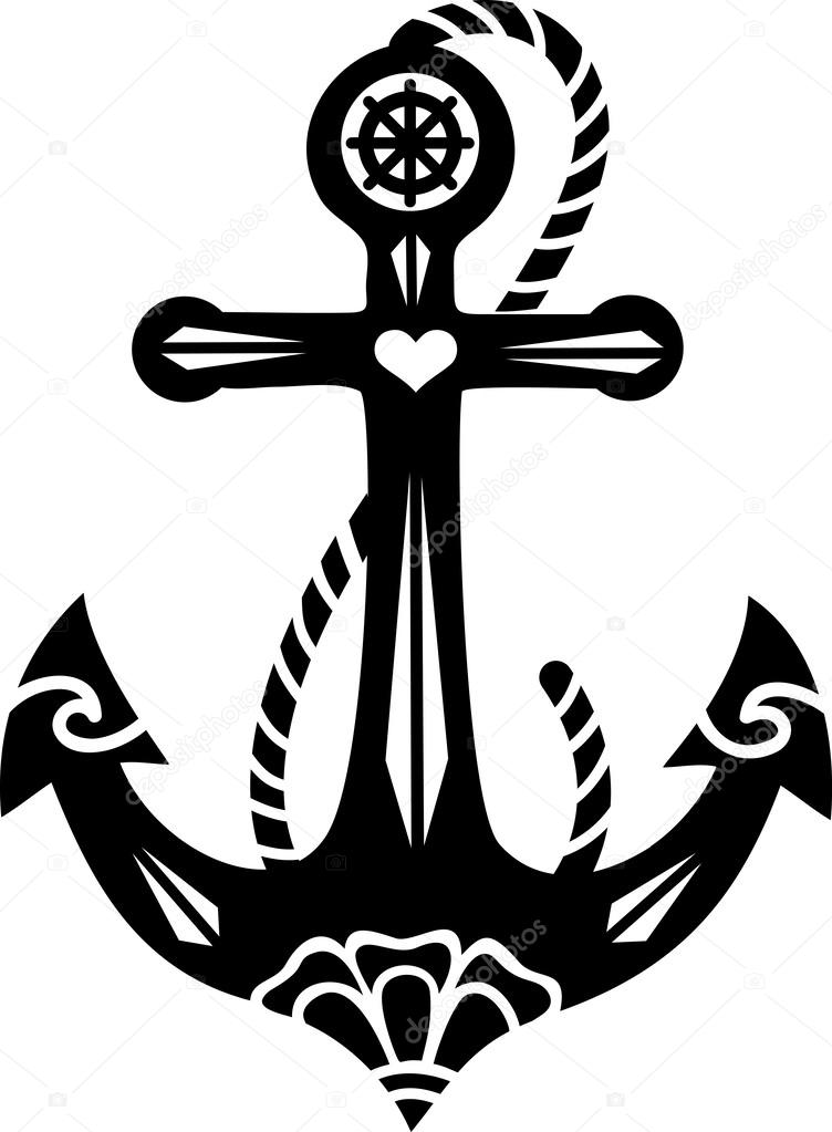 Anker & heilige Rose, Symbol Hoffnung, Glaube & Liebe