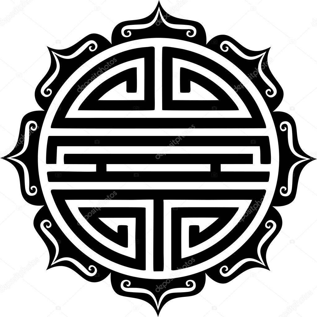 Shou Symbol, Lotus - Chinese Good Luck Charm - Longevity & Good Health
