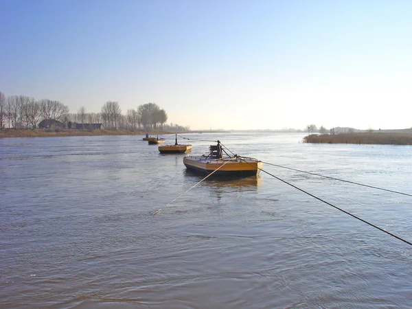 Beaters of cable anchor of ferry in river Rhine — Stock Photo, Image