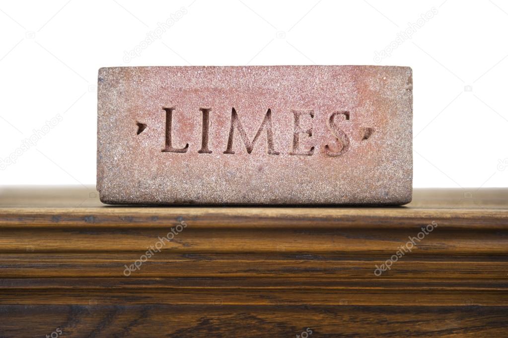 Limes stone brick on shelf