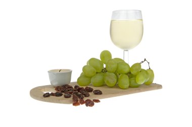 White wine grapes and raisins ornate