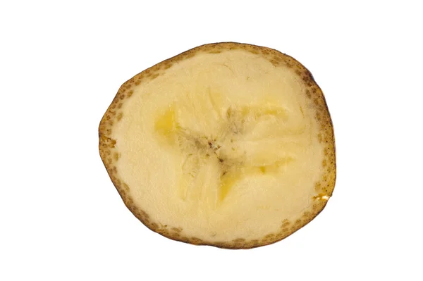 Dwarsdoorsnede van de banaan geïsoleerd in wit — Stockfoto