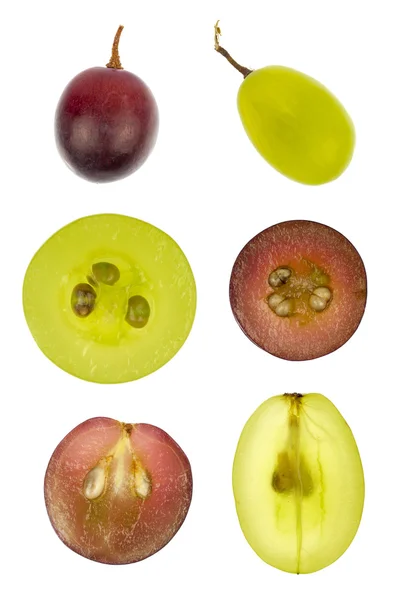 Colagem de uvas vermelhas e verdes fatiadas — Fotografia de Stock