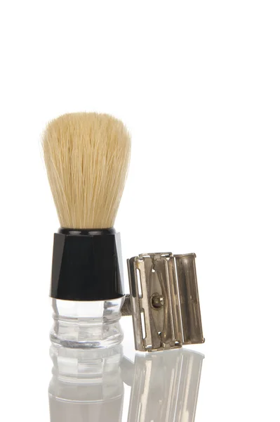 Traditional razor with shaving brush — Stock Photo, Image
