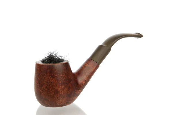 Vintage pipe with tobacco isolated in white — Stock Photo, Image