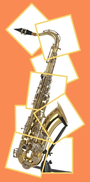 Tenor sax in boxed puzzle — Stock Photo, Image