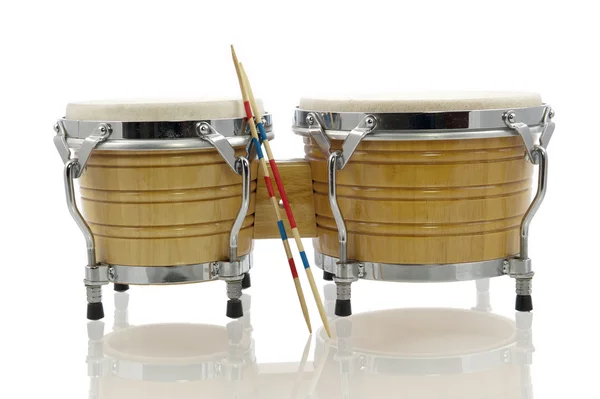 Bongo set with drum sticks — Stock Photo, Image