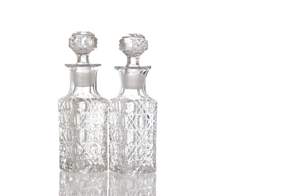 Two decorative glass vinegar carafe — Stock Photo, Image