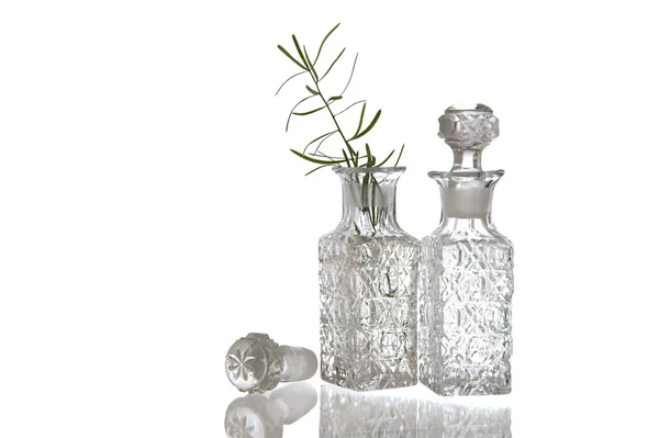 Two decorative glass oil carafe — Stock Photo, Image