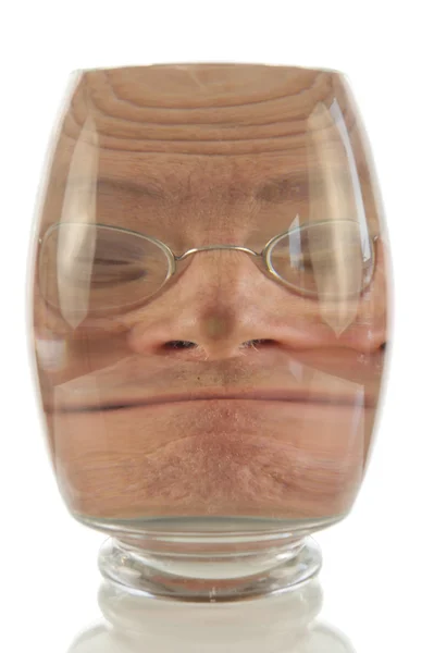 Crazy face locked up in glass — Stock Photo, Image